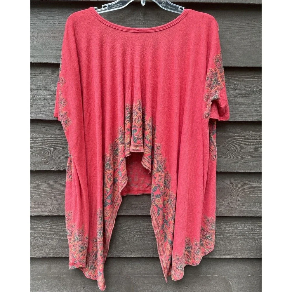 Boho Fairy Grunge Drapey Handkerchief Tunic Free People Pick Me Up Red Tee XS